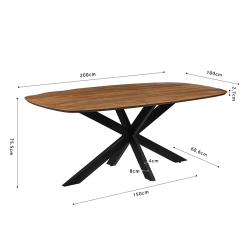 Table Isabella ovale mangolia 200cm