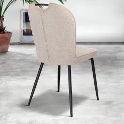 Pack table Apollo noire + 6 chaises Salome sable