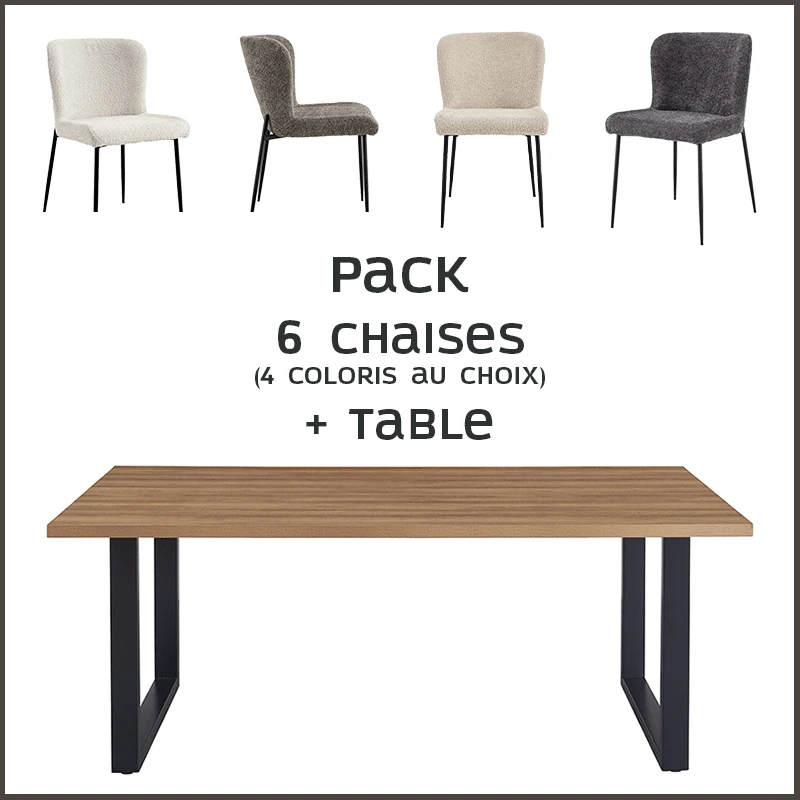 Pack table Alexander + 6 chaises Lisa