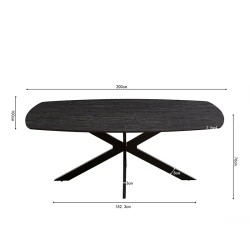 Table Aziz ovale 200cm brun foncé