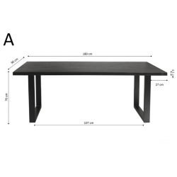 Table Nicola 180cm mangolia noir