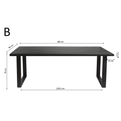 Table Nicola 180cm mangolia noir