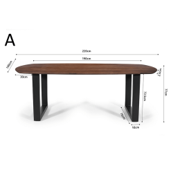 Table Tommy ovale danoise pied U 220cm brun