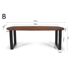 Table Tommy ovale danoise pied U 220cm brun