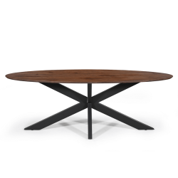 Table Tommy ovale pied spider 220cm brun