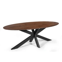 Table Tommy ovale pied spider 220cm brun