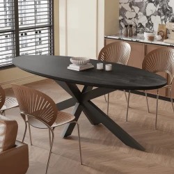 Table Tommy ovale pied spider 220cm noir