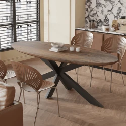 Table Tommy ovale pied spider 220cm tabacco