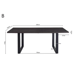 Table Alexander 200cm brun foncé