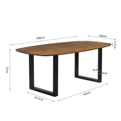 Table Isabella ovale pied U 200cm mangolia