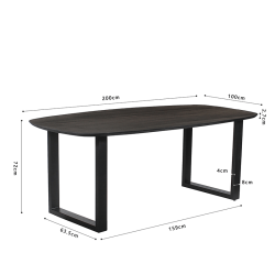 Table Isabella ovale pied U 200cm mangolia noir