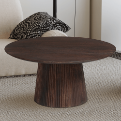 Table basse Miguel ronde 80cm brun foncé