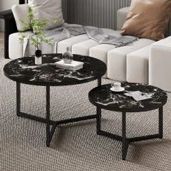 Table basse Ravenna aspect marbre noir