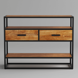 Console Madeira 2 tiroirs + étagère mangolia