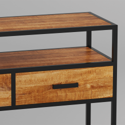 Console Madeira 2 tiroirs + étagère mangolia