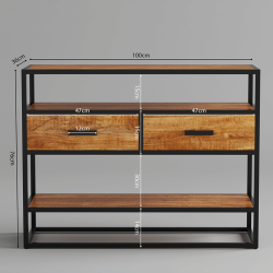 Console Madeira 2 tiroirs + étagère mangolia