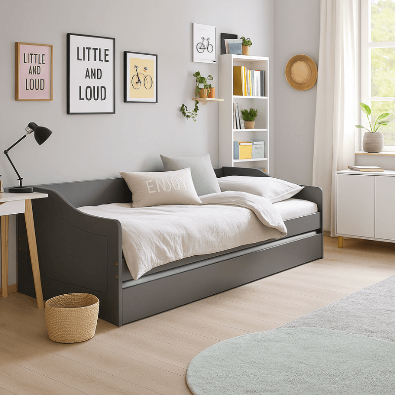 Lit coffre LEONIE GRIS