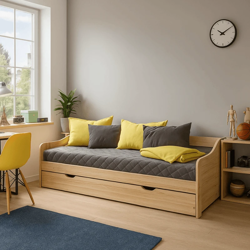 Lit coffre LEONI Naturel