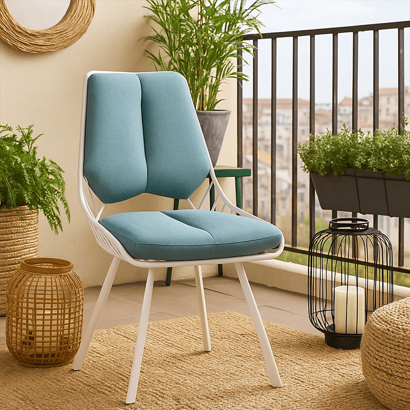 Chaise Rex blanc extérieur bleu