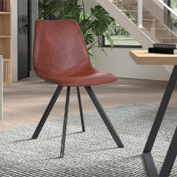 Chaise Emma vinyle brun foncé