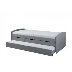 Le lit coffre RIEKA Gris 90 x 200 est astucieux grâce à ses rangements et son côté modulable.