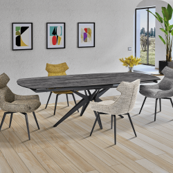 Table Nénuphar extensible 180cm gris foncé