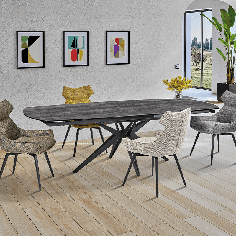 Table Nénuphar extensible 180cm gris foncé