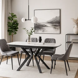 Table Anémone 190x95cm extensible blanc