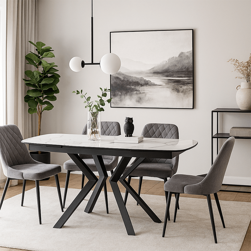 Table Anémone 190x95cm extensible blanc