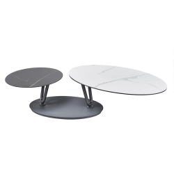 Table basse Denver pivotante gris foncé blanc