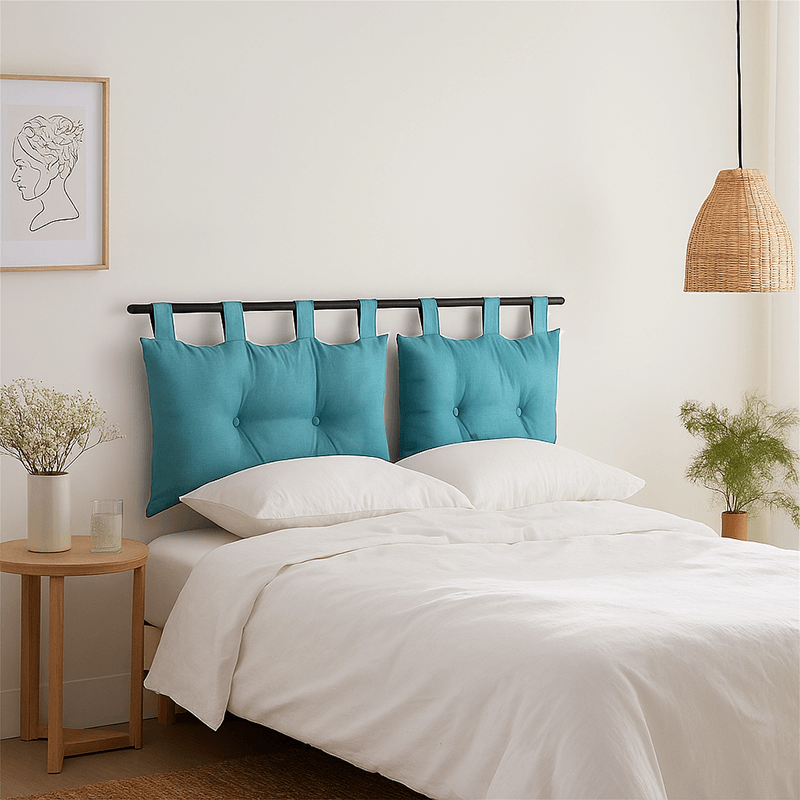 Coussin Bea pour tête de lit turquoise