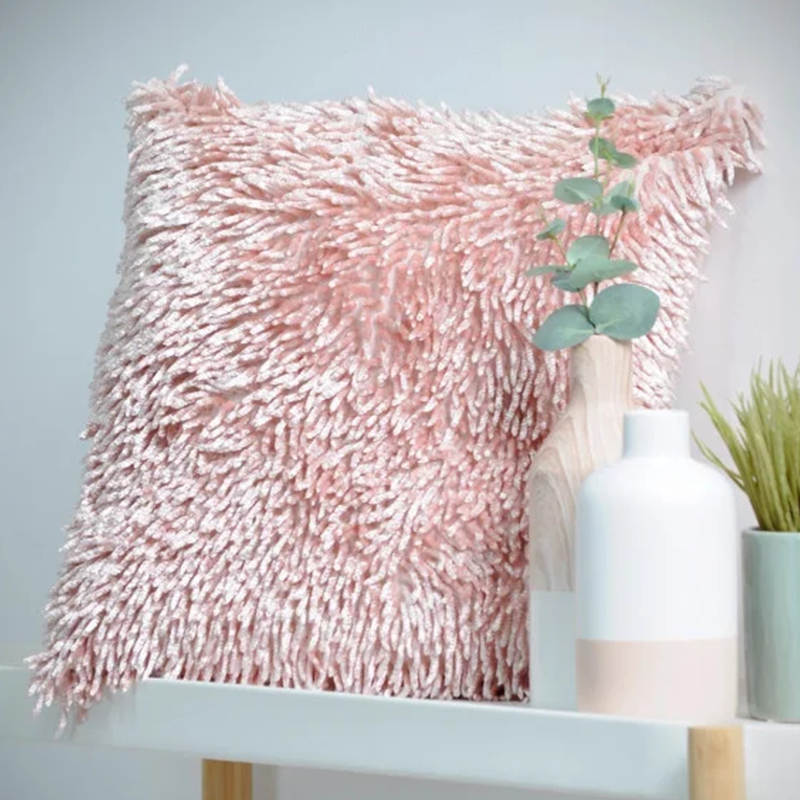 Coussin Shaggy rose