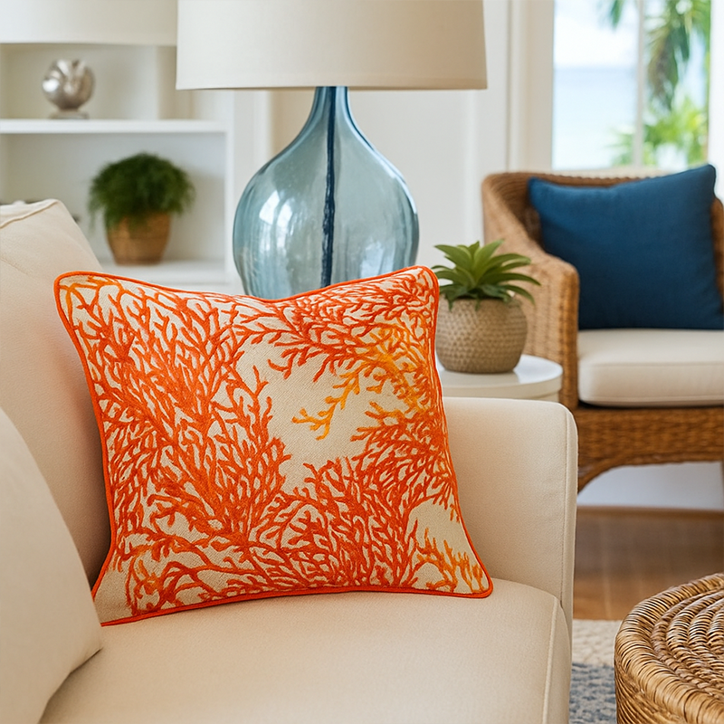 Coussin Calédonie rouge