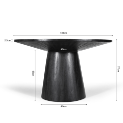 Table Tommy ronde 130 cm noir