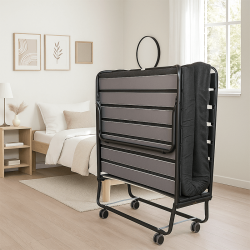 Lit pliant Grand Hôtel (90 cm) Matelas Mémoire de Forme non feu