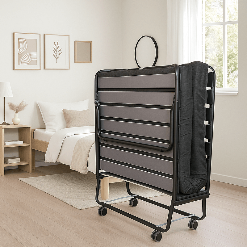 Lit pliant Grand Hôtel (90 cm) Matelas Mémoire de Forme non feu