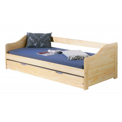 Le lit coffre LAURA NATUREL 90 x 200 est un modèle de haute qualité et au style montagnard robuste.